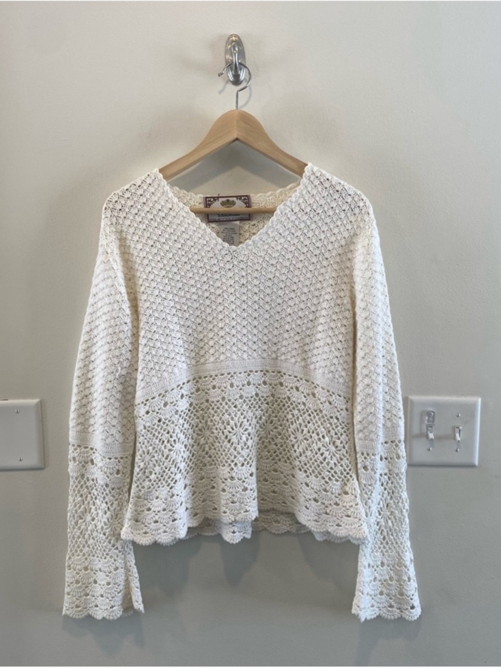 Tiara Cream Open-Knit Crochet Sweater